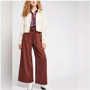 Free People Dwell On Dreams Trouser High Waist Pleated Pants Size 6